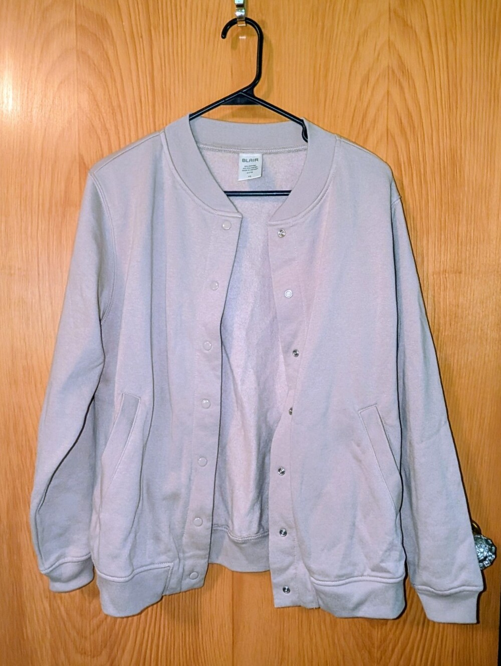 Blair Light Gray Snap-Front Varsity Jacket
